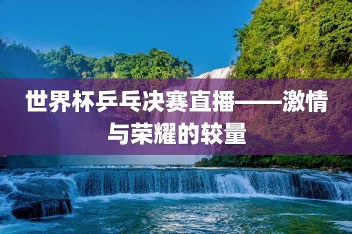 世界杯乒乓决赛直播——激情与荣耀的较量