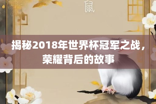 揭秘2018年世界杯冠军之战，荣耀背后的故事吉安市靖泰电力工程有限公司