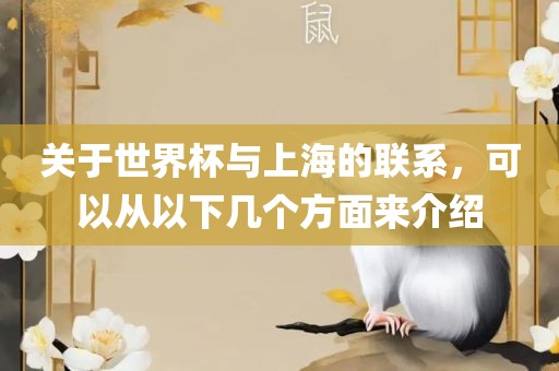 关于世界杯与上海的联系，可以从以下几个方面来介绍