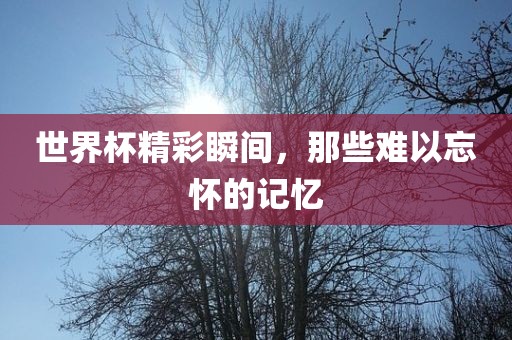 世界杯精彩瞬间，那些难以忘怀的记忆