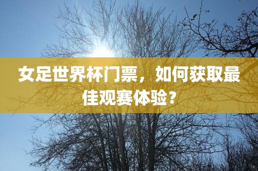 女足世界杯门票，如何获取最佳观赛体验？