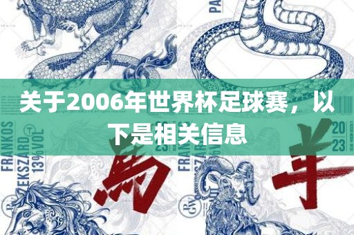 关于2006年世界杯足球赛，以下是相关信息