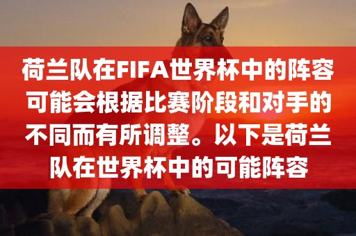 荷兰队在FIFA世界杯中的阵容可能会根据比赛阶段和对手的不同而有所调整。以下是荷兰队在世界杯中的可能阵容