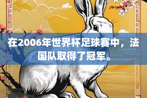 在2006年世界杯足球赛中，法国队取得了冠军。