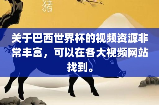 关于巴西世界杯的视频资源非常丰富，可以在各大视频网站找到。吉安市靖泰电力工程有限公司