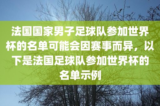 法国国家男子足球队参加世界杯的名单可能会因赛事而异，以下是法国足球队参加世界杯的名单示例