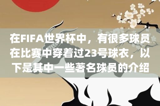 在FIFA世界杯中，有很多球员在比赛中穿着过23号球衣，以下是其中一些著名球员的介绍