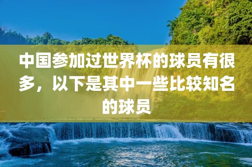 中国参加过世界杯的球员有很多，以下是其中一些比较知名的球员吉安市靖泰电力工程有限公司