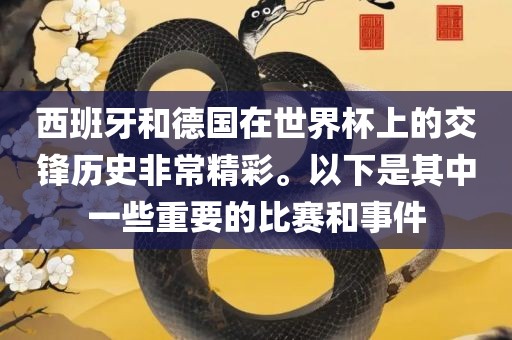 西班牙和德国在世界杯上的交锋历史非常精彩。以下是其中一些重要的比赛和事件吉安市靖泰电力工程有限公司