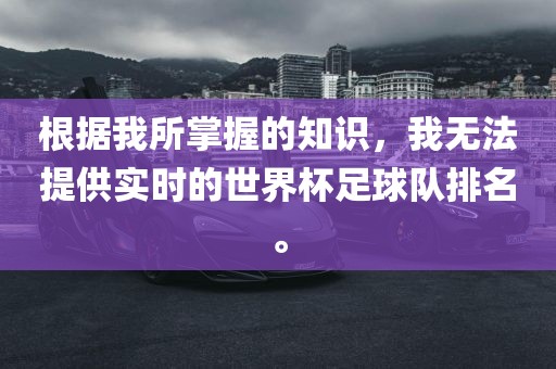 根据我所掌握的知识，我无法提供实时的世界杯足球队排名。
