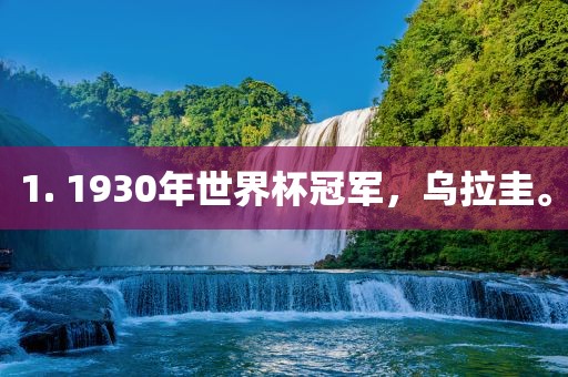 1. 1930年世界杯冠军，乌拉圭。
