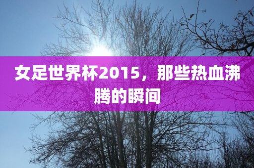 女足世界杯2015，那些热血沸腾的瞬间吉安市靖泰电力工程有限公司