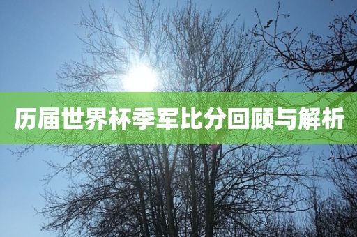 历届世界杯季军比分回顾与解析