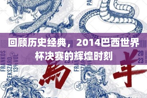 回顾历史经典，2014巴西世界杯决赛的辉煌时刻