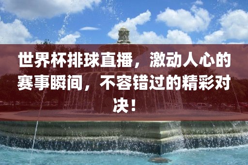 世界杯排球直播，激动人心的赛事瞬间，不容错过的精彩对决！