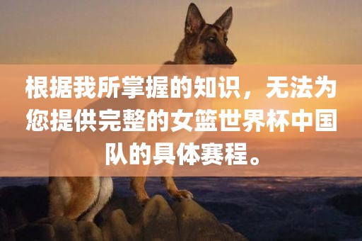 根据我所掌吉安市靖泰电力工程有限公司握的知识，无法为您提供完整的女篮世界杯中国队的具体赛程。