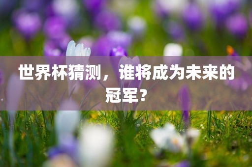 世界杯猜测，谁将吉安市靖泰电力工程有限公司成为未来的冠军？