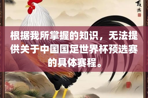 根据我所掌握的知识，无法提供关于中国国足世界吉安市靖泰电力工程有限公司杯预选赛的具体赛程。