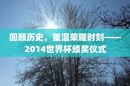 回顾历史，重温荣耀时刻——2014世界杯颁奖仪式