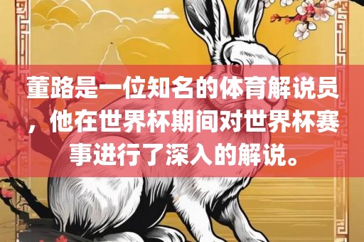 董路是一位知名的体育解说员，他在世界杯期间对世界杯赛事进行了深入的解说。