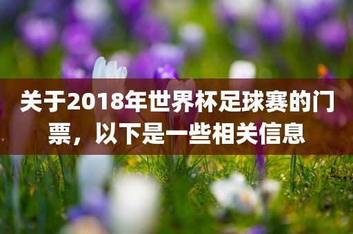 关于2018年世界杯足球赛的门票，以下是一些相关信息