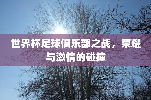 世界杯足球俱乐部之战，荣耀与激情的碰撞
