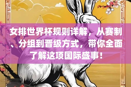 女排世界杯规则详解，从赛制、分组到晋级方式，带你全面了解这项国际盛事！