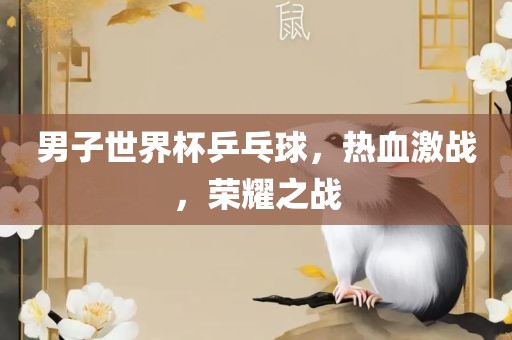 男子世界杯乒乓球，热血激战，荣耀之战