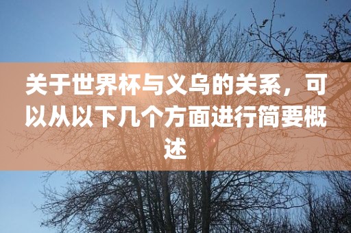 关于世界杯与义乌的关系，可以从以下几个方面进行简要概述