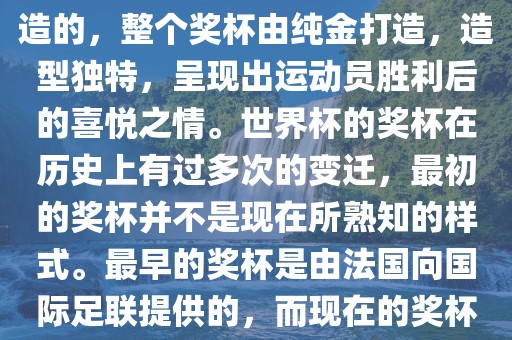 世界杯的杯来源于为了纪念雷米特，同时也是为了鼓励足球运动的发展，国际足联将这一荣誉奖杯命名为雷米特杯。其最初是由法国雕刻家设计并创造的，整个奖杯由纯金打造，造型独特，呈现出运动员胜利后的喜悦之情。世界杯的奖杯在历史上有过多次的变迁，最初的奖杯并不是现在所熟知的样式。最早的奖杯是由法国向国际足联提供的，而现在的奖杯是在多次设计之后最终确定的。因此，世界杯的杯来源于对足球运动的纪念和鼓励，同时也是经过多次设计和改进而成的。