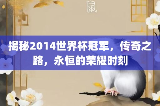 揭秘2014世界杯冠军，传奇之路，永恒的荣耀时刻吉安市靖泰电力工程有限公司