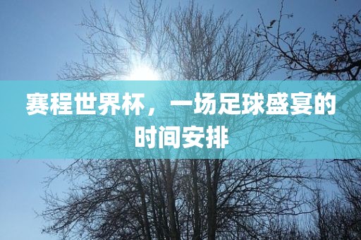 赛程世界杯，一场足球盛宴的时间安排